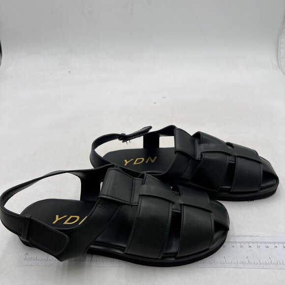 YDN Women's Cute Flat Round Toe Sandals Strappy Low Heels Adjustable Strap Balck - Picture 4 of 8